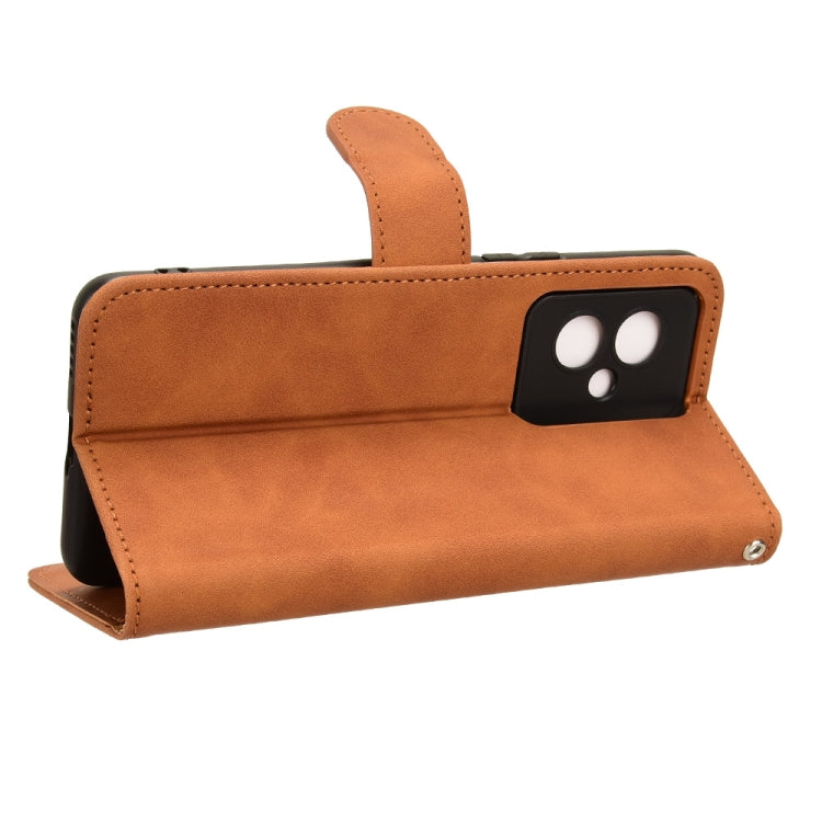 For Honor 100 5G Skin Feel Magnetic Flip Leather Phone Case(Brown)