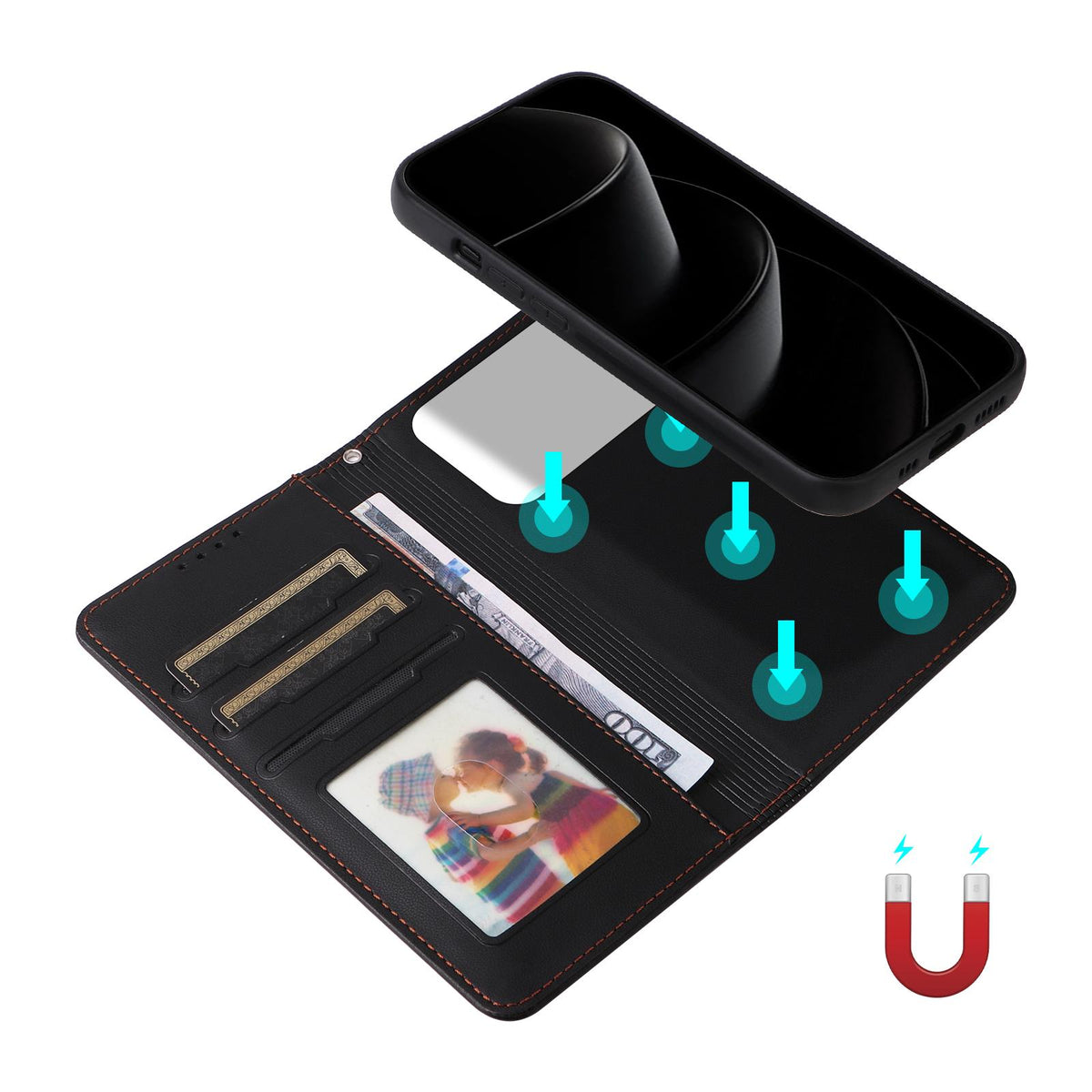 Compatible with iPhone 18 Pro Max & 17 Pro Max BETOPNICE BN-005 2 in 1 Detachable Imitate Leather Phone Case - Black