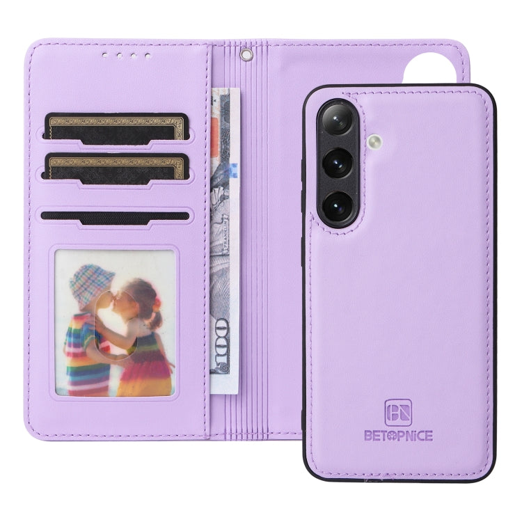 For Samsung Galaxy S24 5G BETOPNICE BN-005 2 in 1 Detachable Imitate Genuine Leather Phone Case(Light Purple)