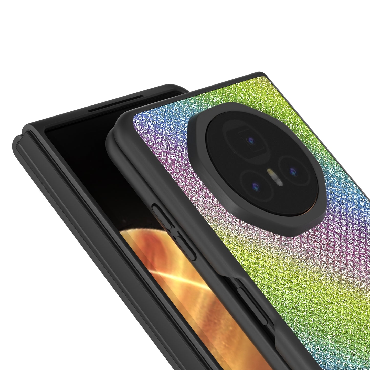 For Honor Magic V3 ABEEL Diamond Series Black Edge PU Phone Case(Rainbow)