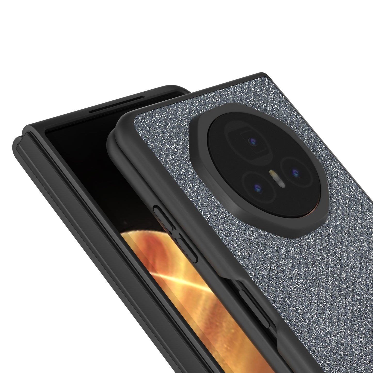 For Honor Magic V3 ABEEL Diamond Series Black Edge PU Phone Case(Black)