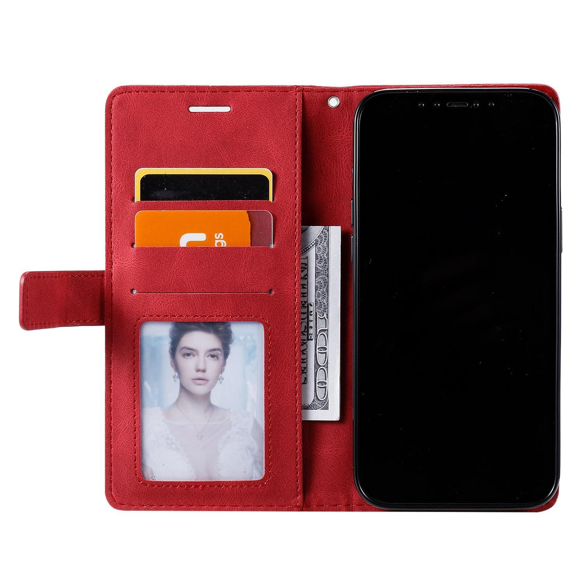 Compatible with iPhone 18 Pro Max Skin Feel Splicing Leather Phone Case - Red
