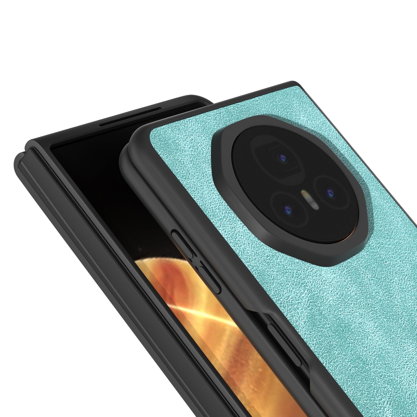 For Honor Magic V3 PU Leather Black Edge Phone Case(Light Blue)