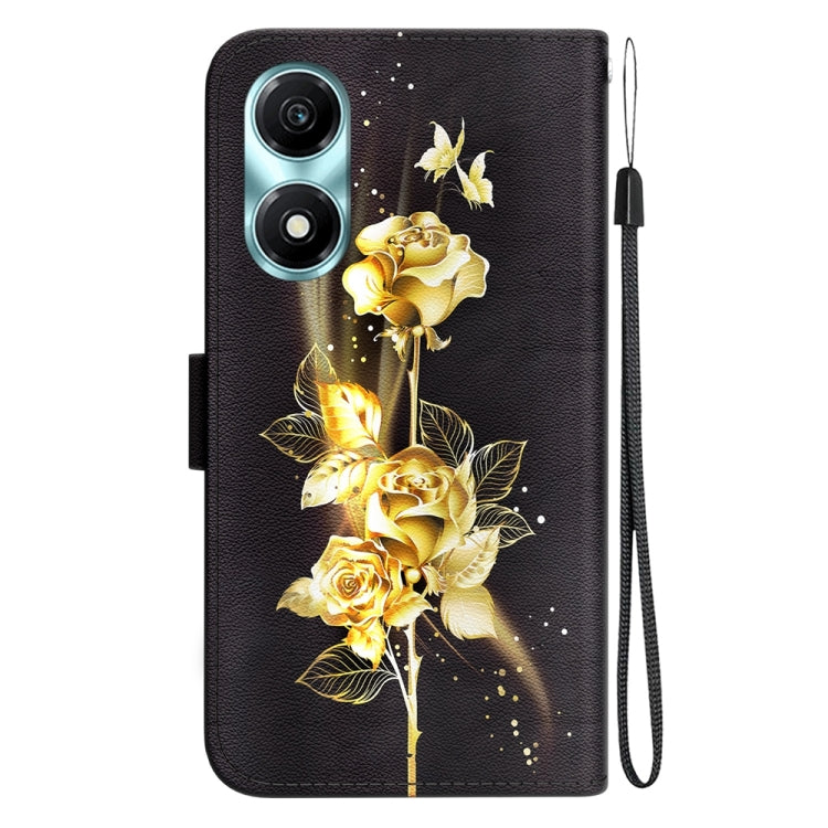 For Honor X5 Plus / Play 40C Crystal Texture Colored Drawing Leather Phone Case(Gold Butterfly Rose)