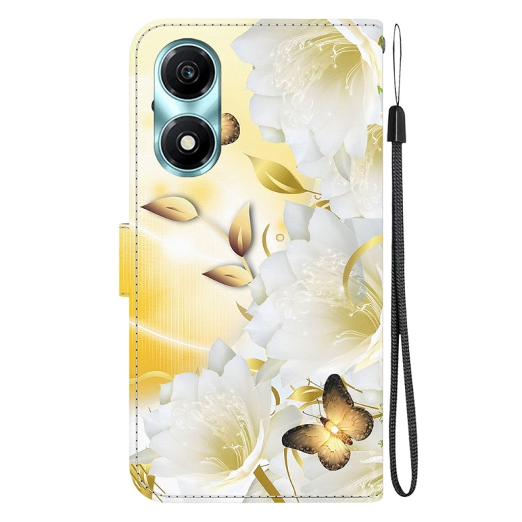 For Honor X5 Plus / Play 40C Crystal Texture Colored Drawing Leather Phone Case(Gold Butterfly Epiphyllum)