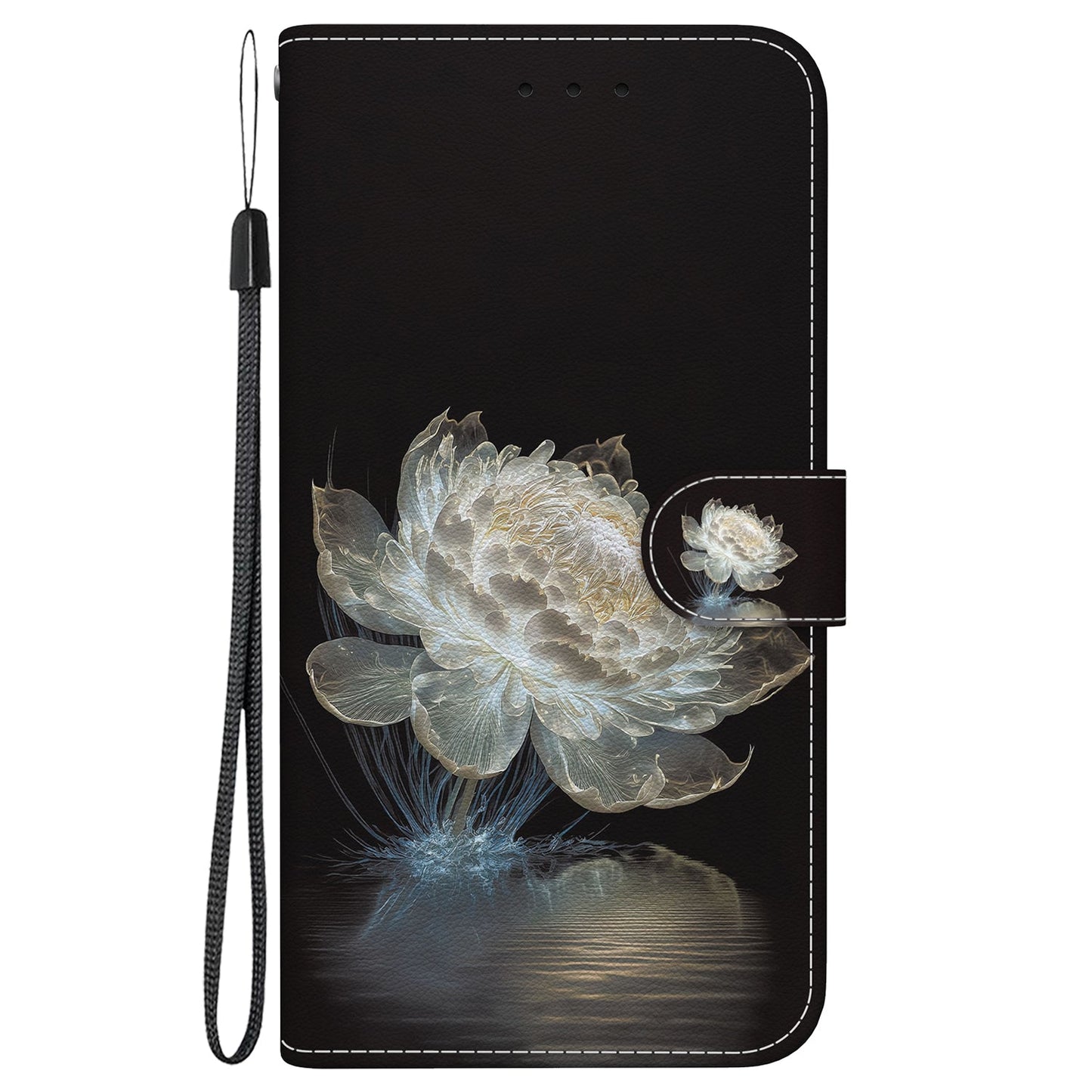 For iPhone 16e Crystal Texture Colored Drawing Leather Phone Case(Crystal Peony)
