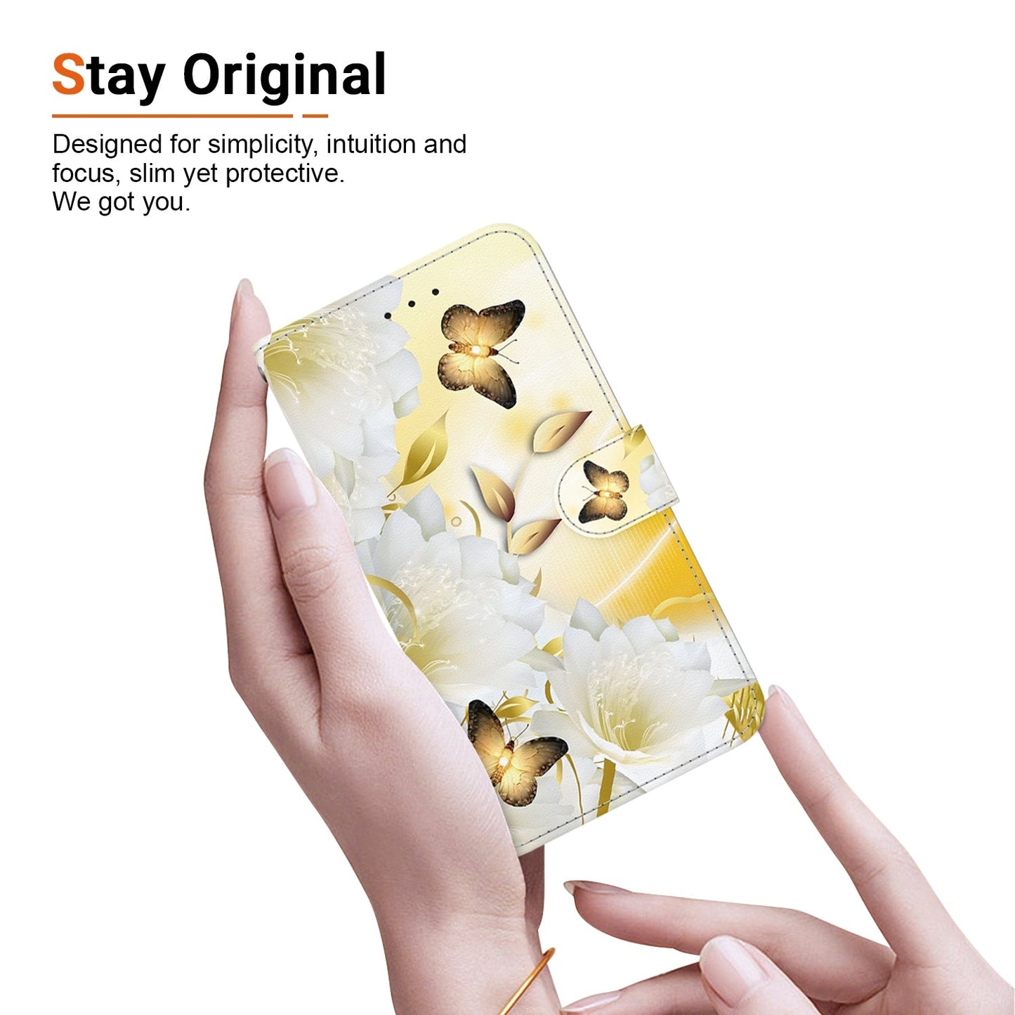For iPhone 16e Crystal Texture Colored Drawing Leather Phone Case(Gold Butterfly Epiphyllum)