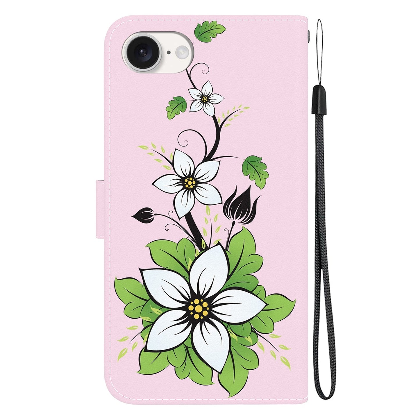 For iPhone 16e Crystal Texture Colored Drawing Leather Phone Case(Lily)