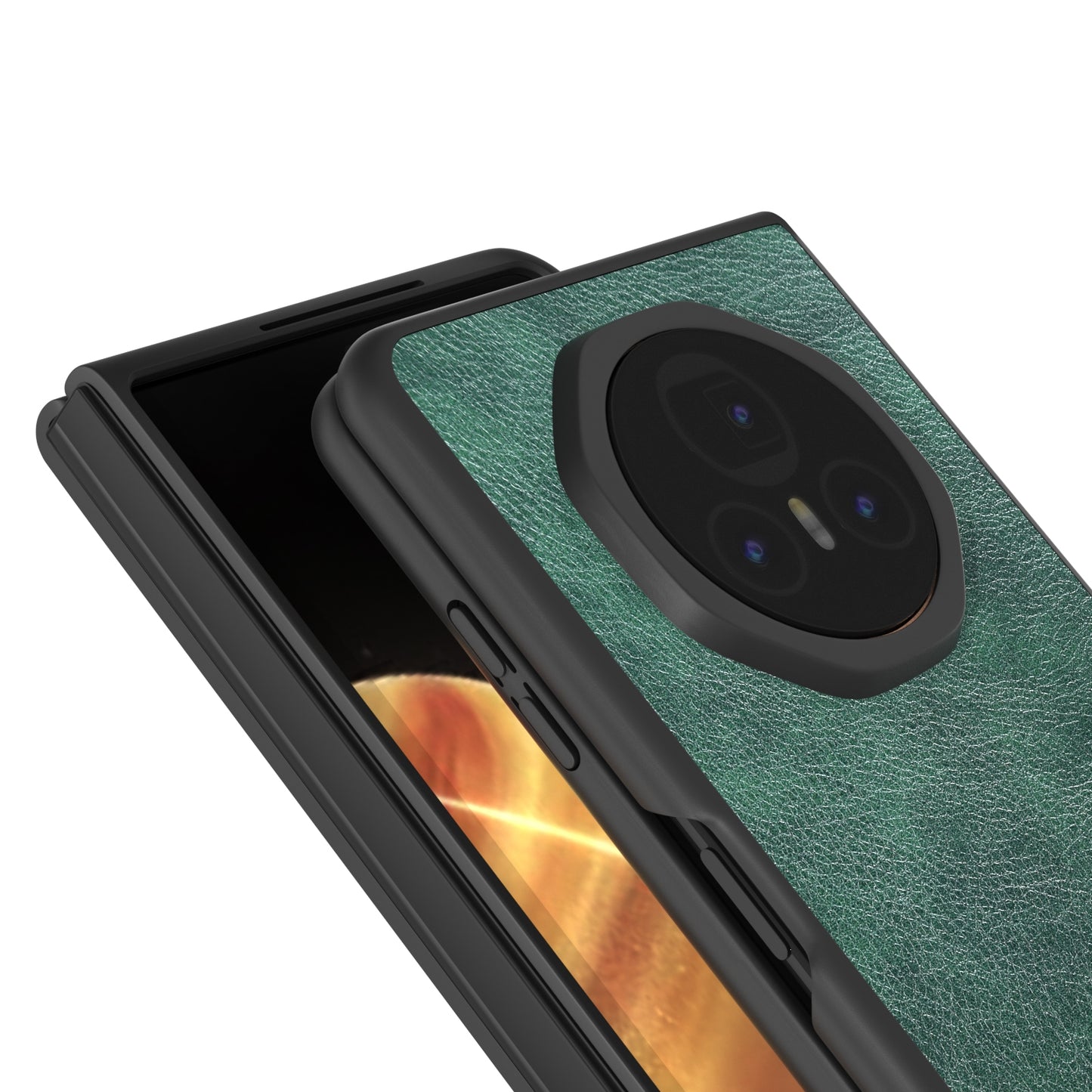 For Honor Magic V3 Dual Color Lichi Texture PU Phone Case(Green)