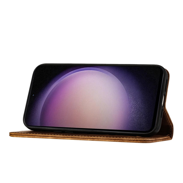 For Samsung Galaxy S24 5G Butterfly Cat Embossing Flip Leather Phone Case(Brown)