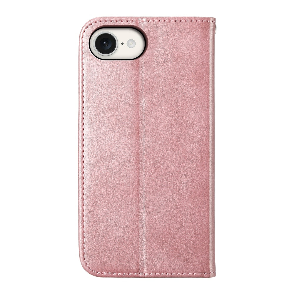 For iPhone 16e Cubic Grid Calf Texture Magnetic Leather Phone Case(Rose Gold)
