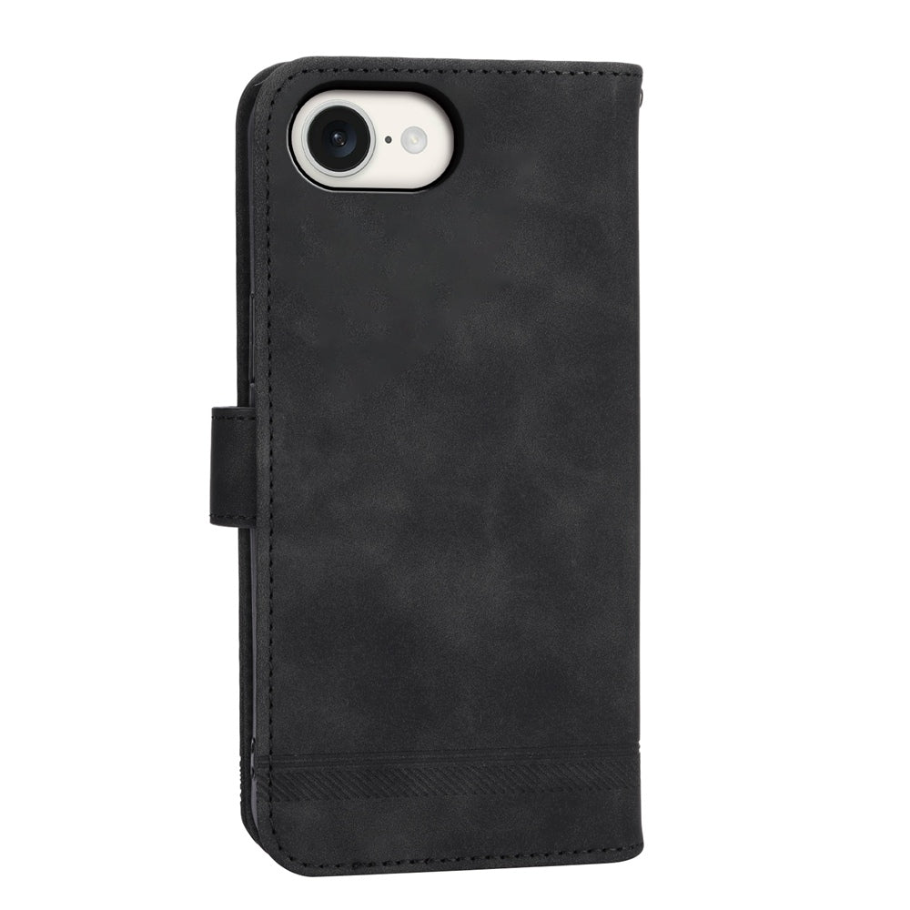 For iPhone 16e Dierfeng Dream Line TPU + PU Leather Phone Case(Black)
