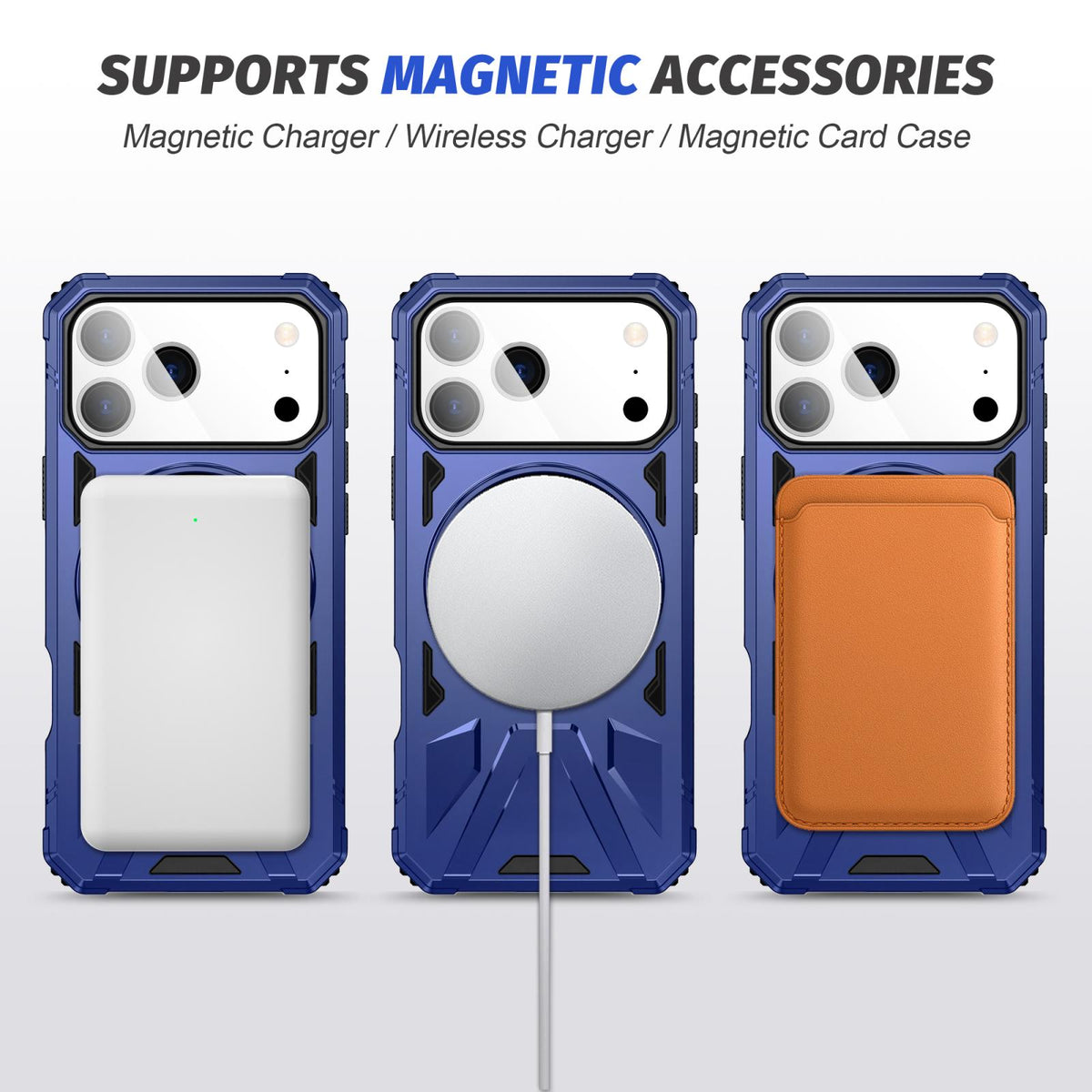Compatible with iPhone 18 Pro Max & 17 Pro Max MagSafe Magnetic Shockproof Phone Case with Ring Holder - Navy Blue
