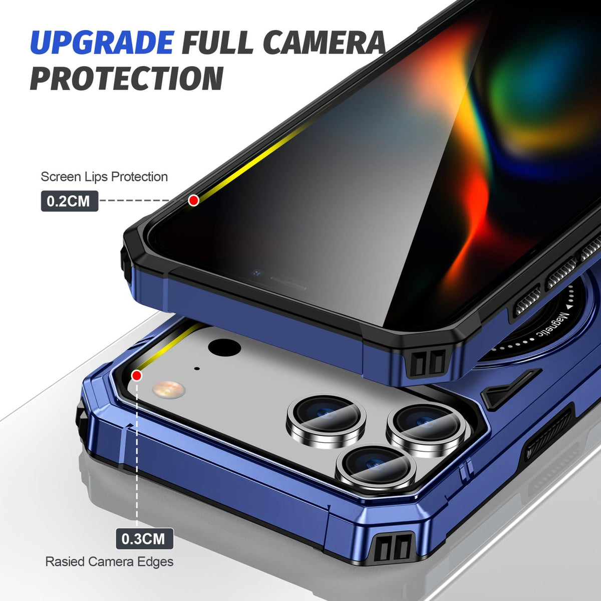 Compatible with iPhone 18 Pro Max & 17 Pro Max MagSafe Magnetic Shockproof Phone Case with Ring Holder - Navy Blue