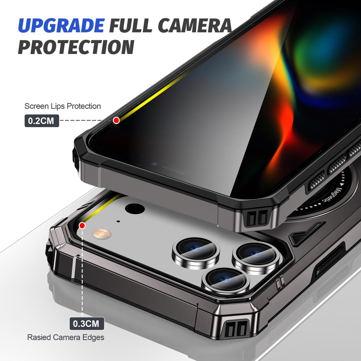 Compatible with iPhone 18 Pro Max & 17 Pro Max MagSafe Magnetic Shockproof Phone Case with Ring Holder - Dark Grey