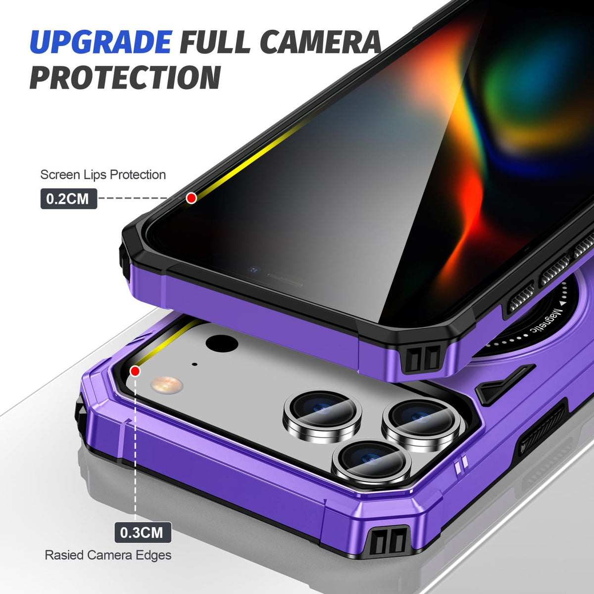 Compatible with iPhone 18 Pro Max & 17 Pro Max MagSafe Magnetic Shockproof Phone Case with Ring Holder - Purple