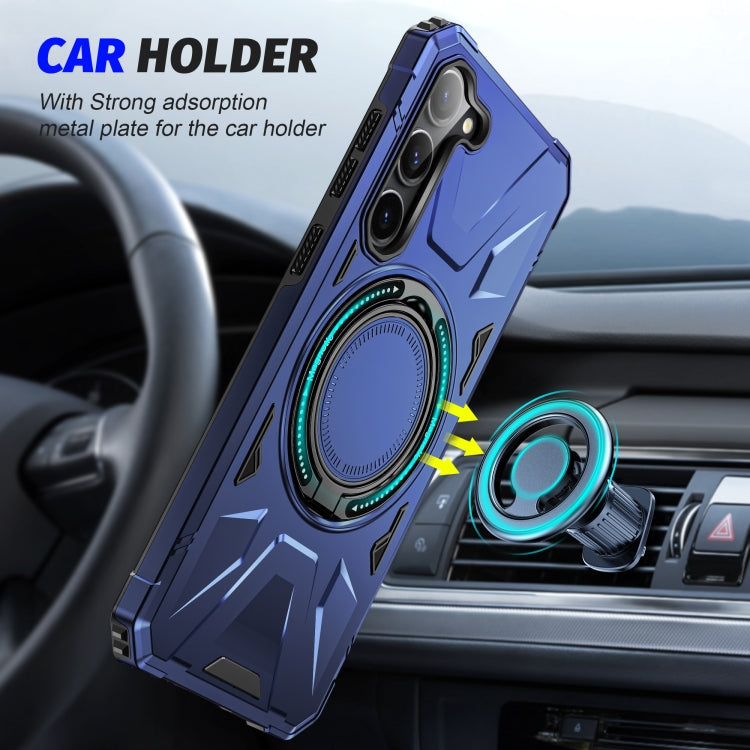 For Samsung Galaxy S24 5G MagSafe Magnetic Shockproof Phone Case with Ring Holder(Navy Blue)