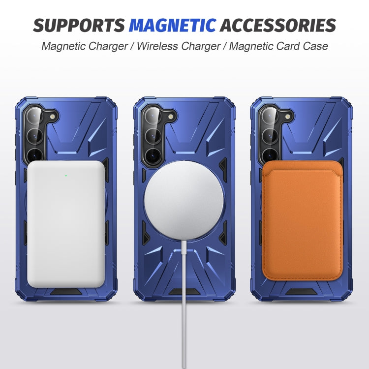 For Samsung Galaxy S24 5G MagSafe Magnetic Shockproof Phone Case with Ring Holder(Navy Blue)
