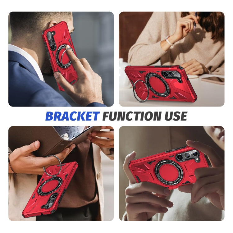 For Samsung Galaxy S24 5G MagSafe Magnetic Shockproof Phone Case with Ring Holder(Red)