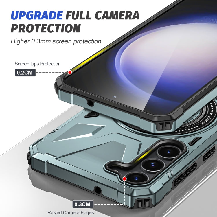 For Samsung Galaxy S24 5G MagSafe Magnetic Shockproof Phone Case with Ring Holder(Green)