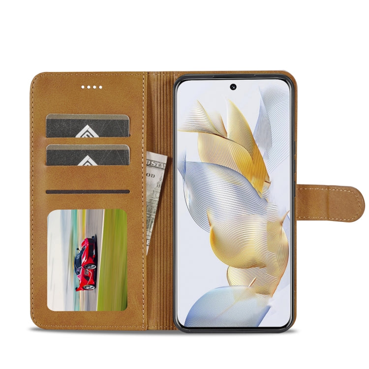 For Honor 90 LC.IMEEKE Calf Texture Leather Phone Case(Brown)