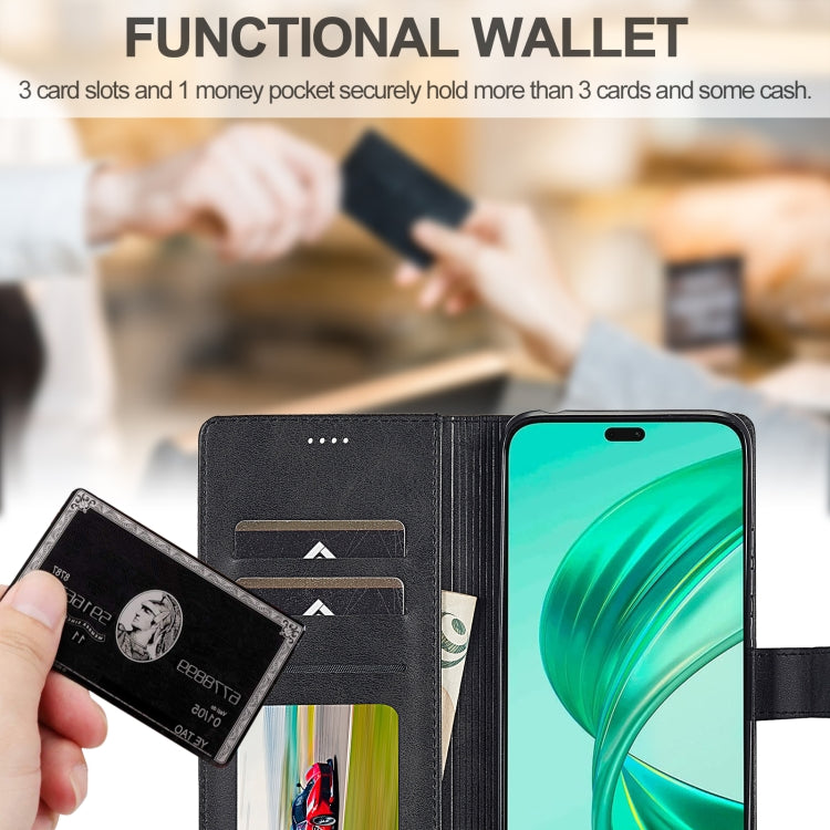 For Honor X8b LC.IMEEKE Calf Texture Leather Phone Case(Black)