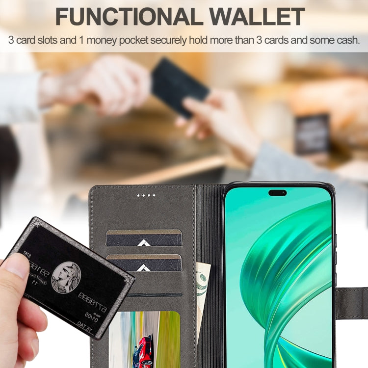 For Honor X8b LC.IMEEKE Calf Texture Leather Phone Case(Grey)