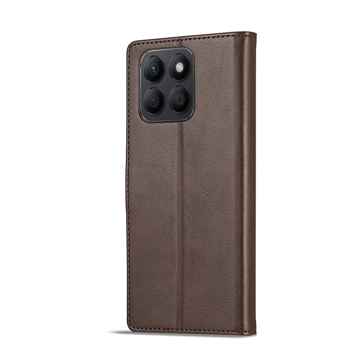 For Honor X8b LC.IMEEKE Calf Texture Leather Phone Case(Coffee)
