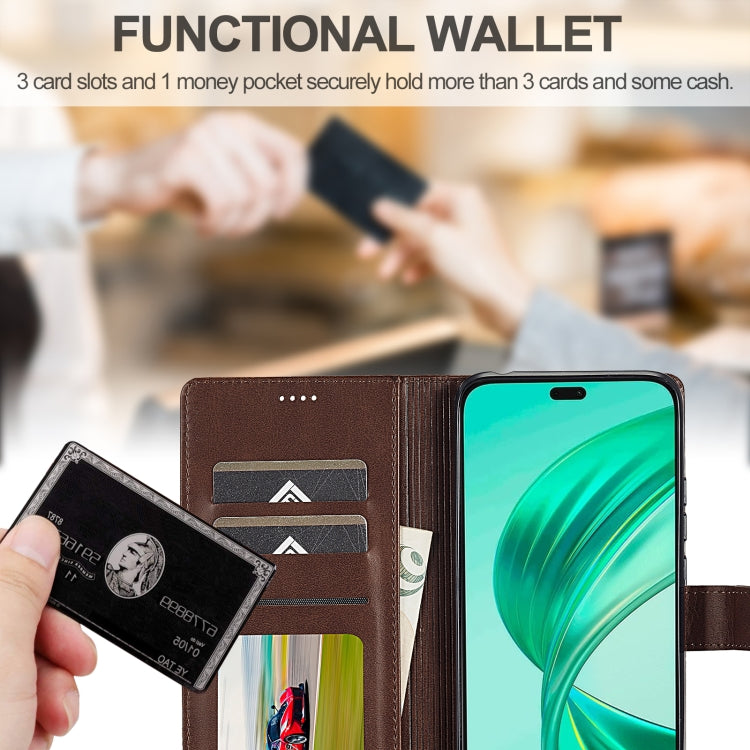 For Honor X8b LC.IMEEKE Calf Texture Leather Phone Case(Coffee)