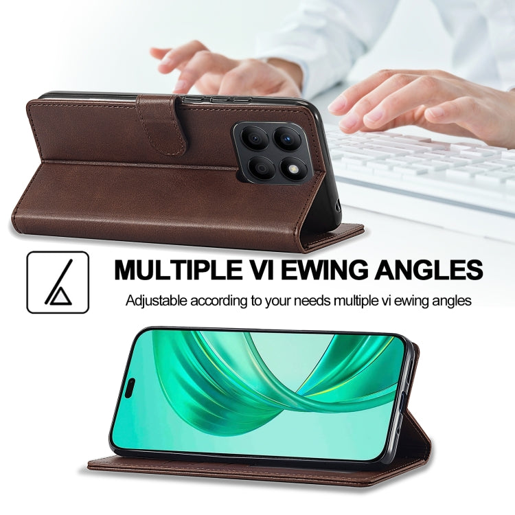 For Honor X8b LC.IMEEKE Calf Texture Leather Phone Case(Coffee)