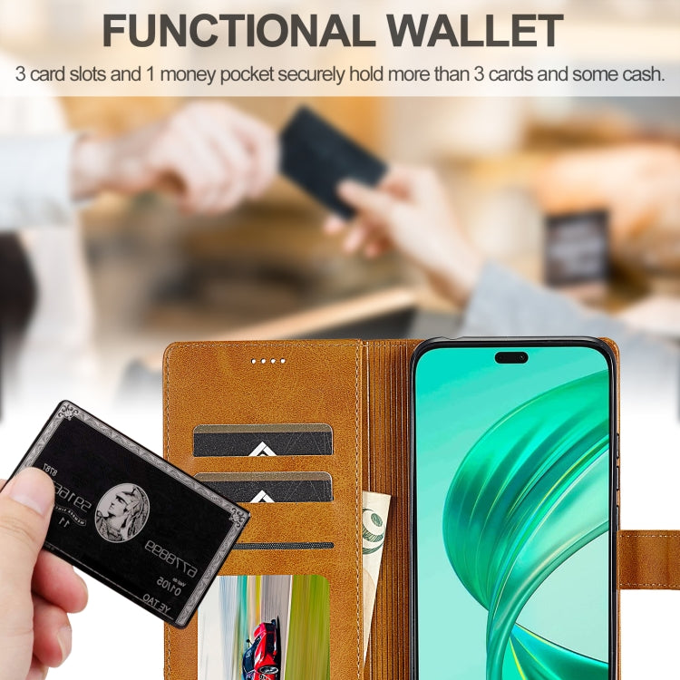 For Honor X8b LC.IMEEKE Calf Texture Leather Phone Case(Brown)