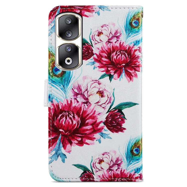 For Honor 90 Pro Painted Pattern Horizontal Flip Leather Phone Case(Peacock Flower)