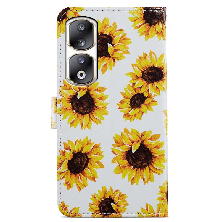 For Honor 90 Pro Painted Pattern Horizontal Flip Leather Phone Case(Sunflower)