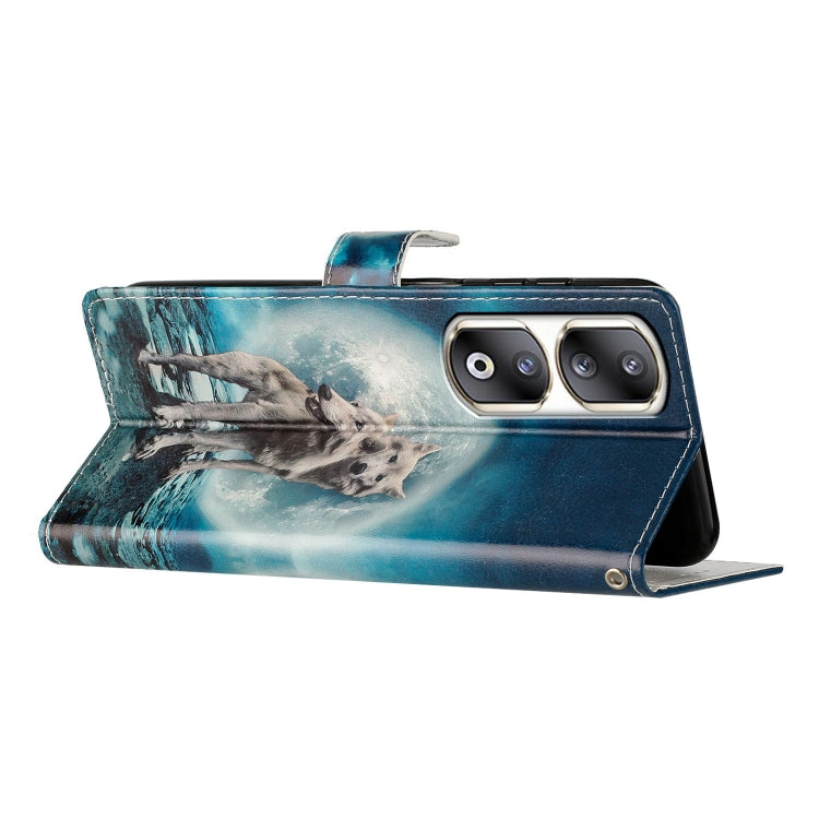For Honor 90 Pro Colored Drawing Leather Phone Case(Twin Wolves)
