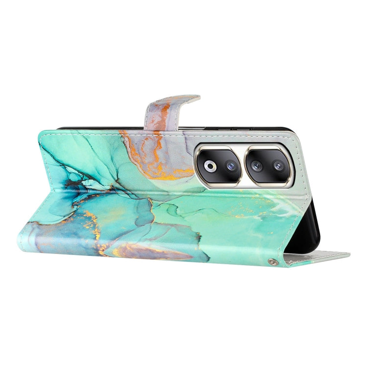 For Honor 90 Pro Colored Drawing Leather Phone Case(Green Marble)