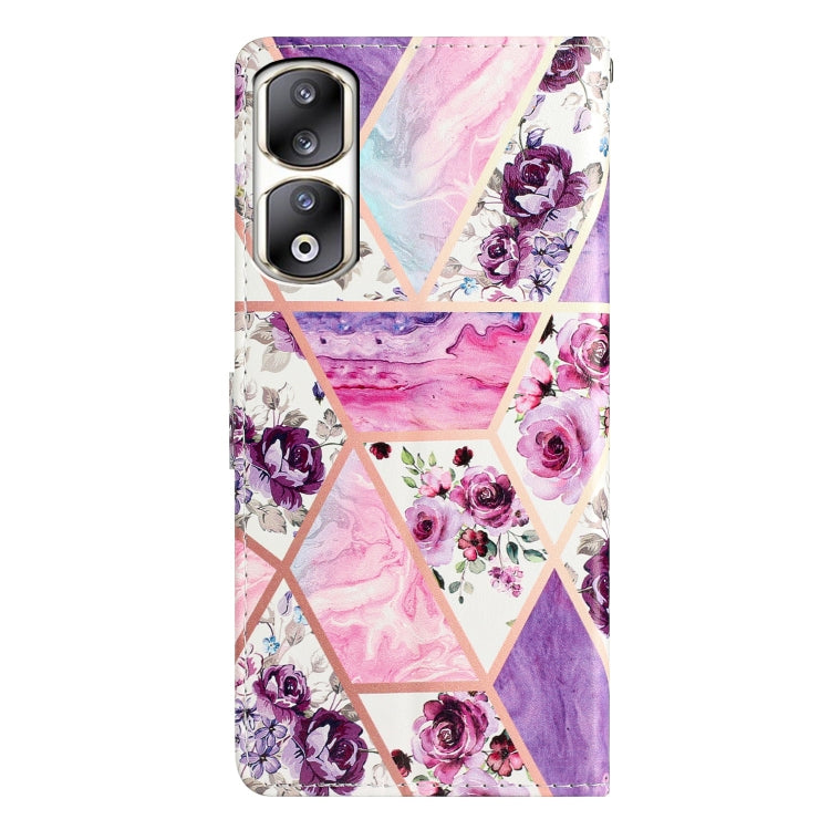 For Honor 90 Pro Colored Drawing Leather Phone Case(Purple Marble)