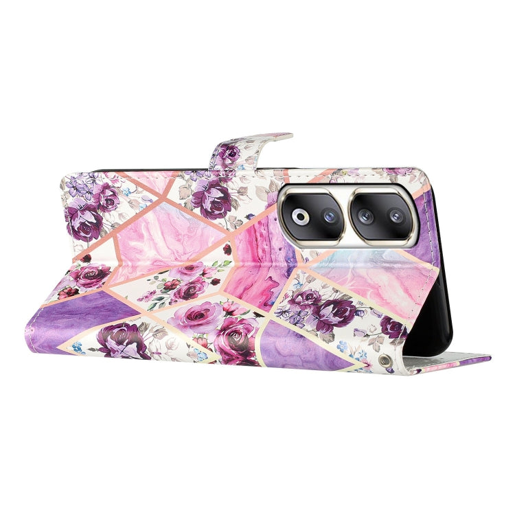 For Honor 90 Pro Colored Drawing Leather Phone Case(Purple Marble)