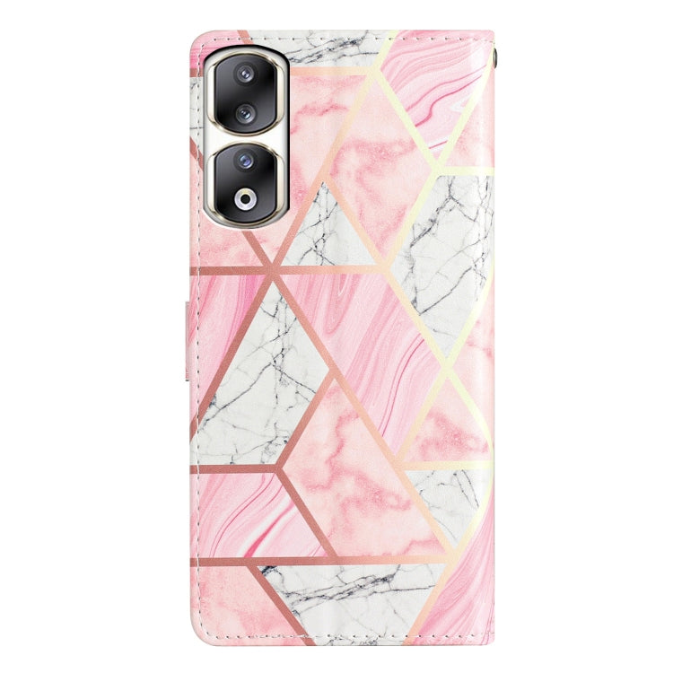 For Honor 90 Pro Colored Drawing Leather Phone Case(Pink Marble)