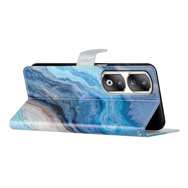 For Honor 90 Pro Colored Drawing Leather Phone Case(Blue Marble)