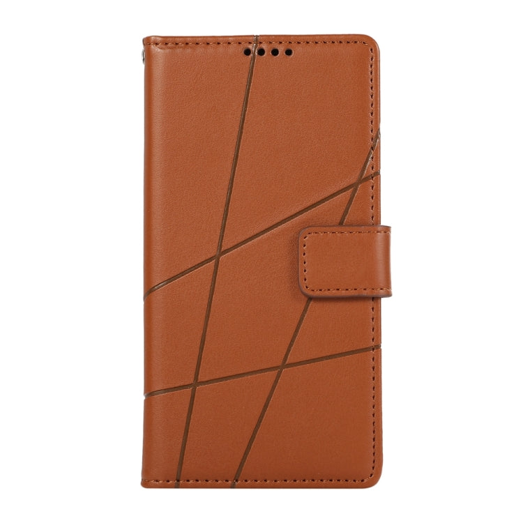 For Samsung Galaxy S24 5G PU Genuine Leather Texture Embossed Line Phone Case(Brown)