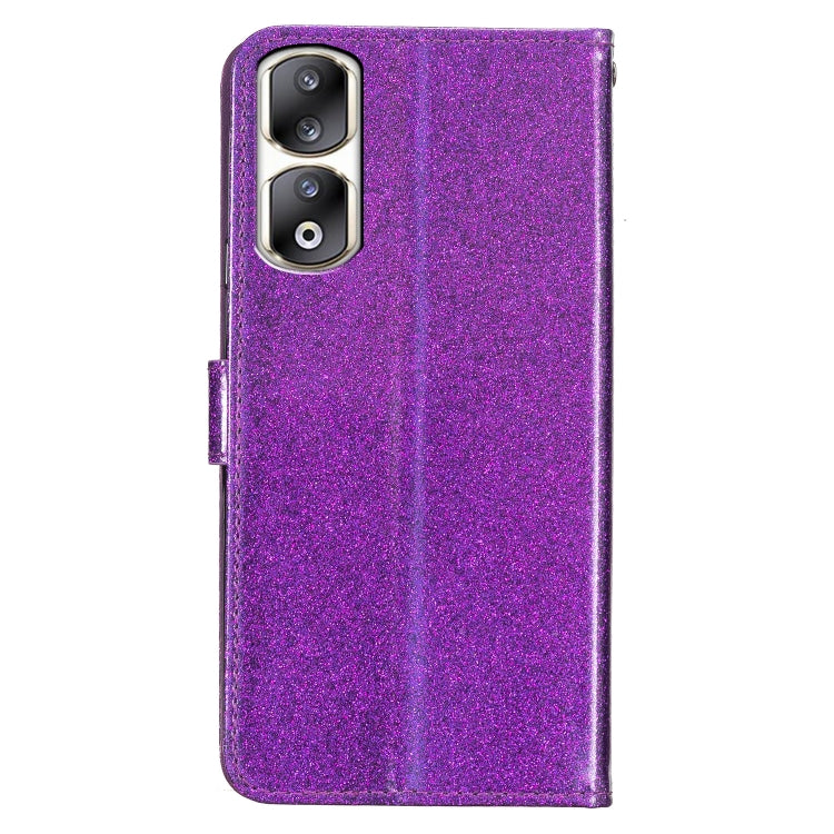 For Honor 90 Pro Glitter Powder Flip Leather Phone Case(Purple)