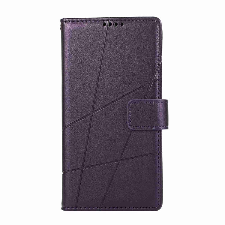 For Honor 100 PU Genuine Leather Texture Embossed Line Phone Case(Purple)