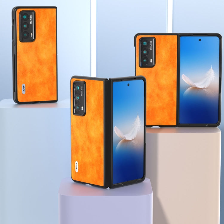 For Honor Magic Vs2 ABEEL Dual Color Lichi Texture PU Phone Case(Orange)