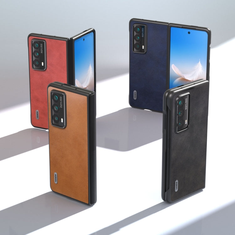 For Honor Magic Vs2 ABEEL Two-color Calf Texture PU Phone Case(Blue)