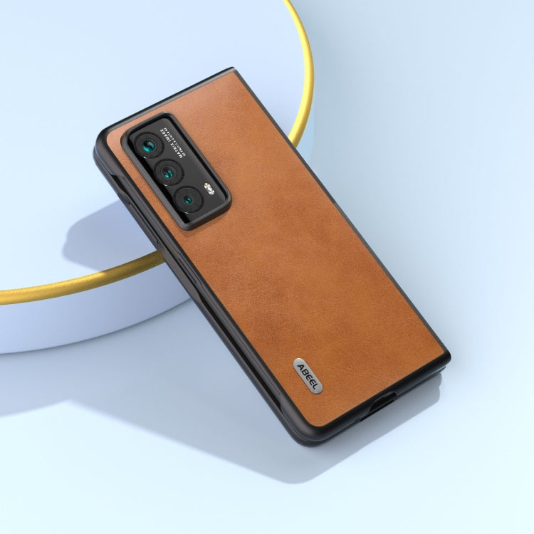 For Honor Magic Vs2 ABEEL Two-color Calf Texture PU Phone Case(Brown)