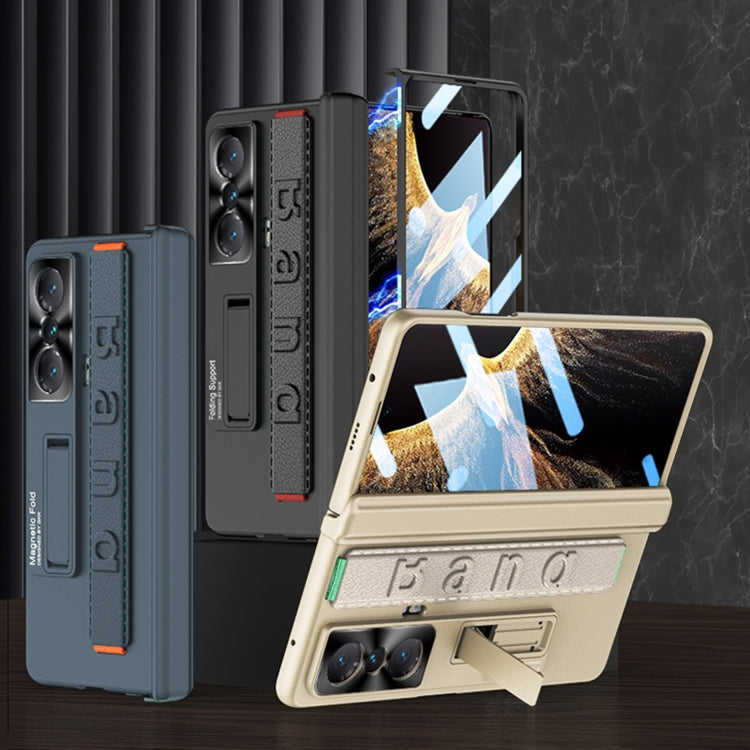 For Honor Magic VS GKK Integrated Magnetic Folding Hinge All-inclusive Phone Case with Wrist Strap(Gold)