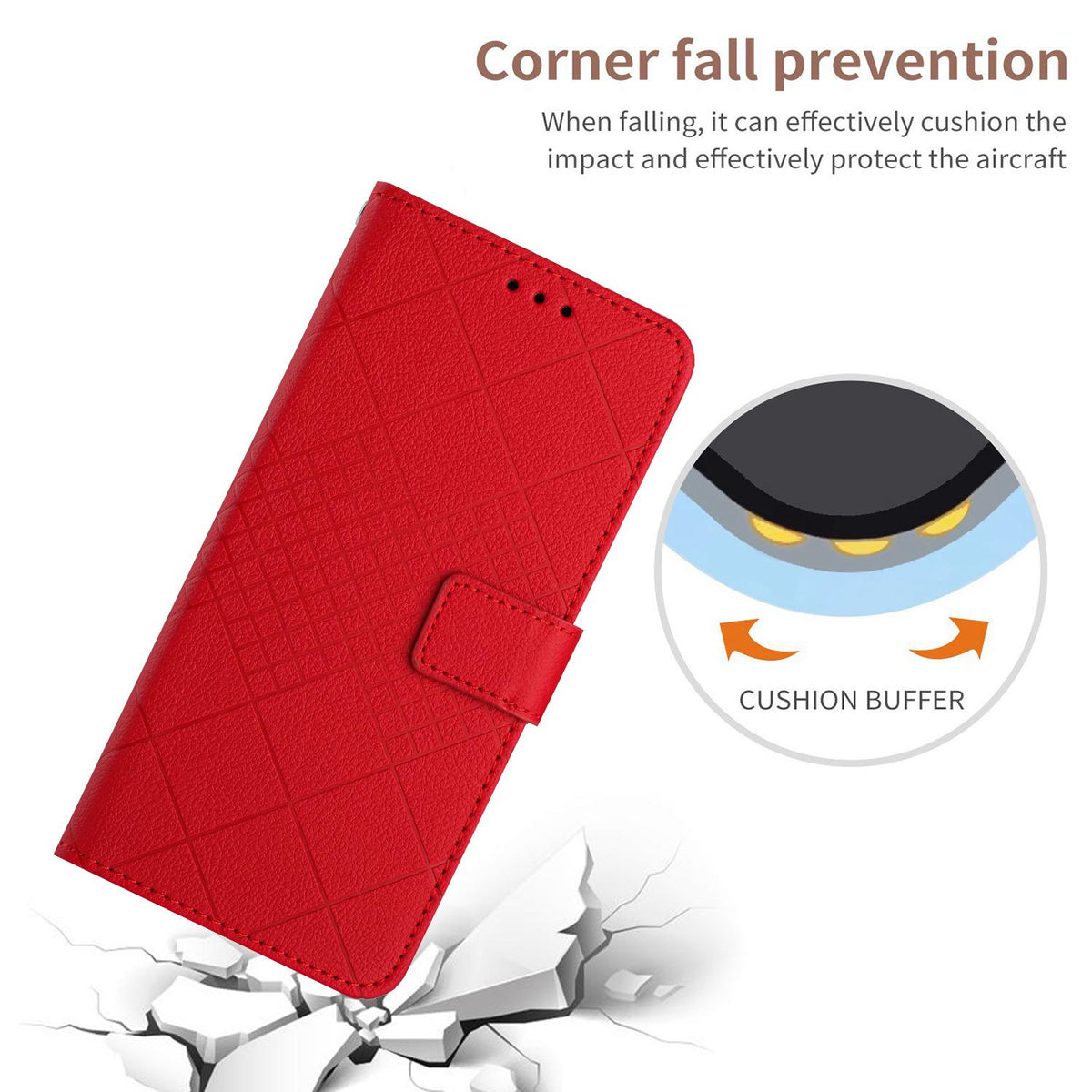 Compatible with iPhone 18 Pro Max & 17 Pro Max Rhombic Grid Texture Leather Phone Case - Red