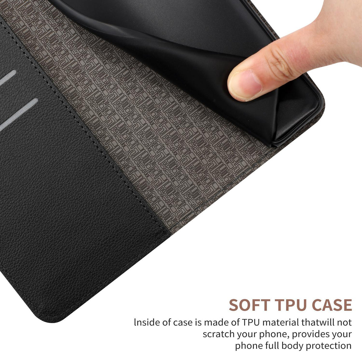 Compatible with iPhone 18 Pro Max & 17 Pro Max Rhombic Grid Texture Leather Phone Case - Black