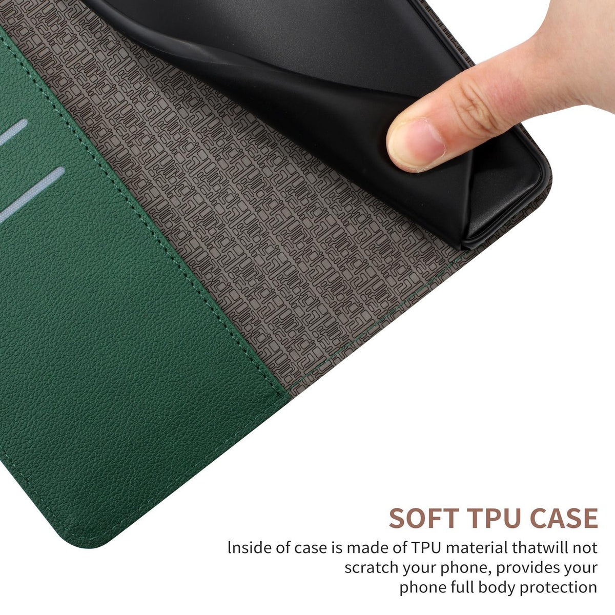 Compatible with iPhone 18 Pro & 17 Pro Rhombic Grid Texture Leather Phone Case - Green