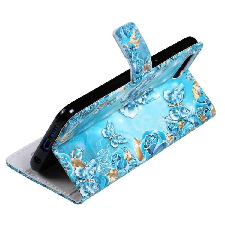 For Honor 10 Oil Embossed 3D Drawing Leather Phone Case(Blue Butterflies)